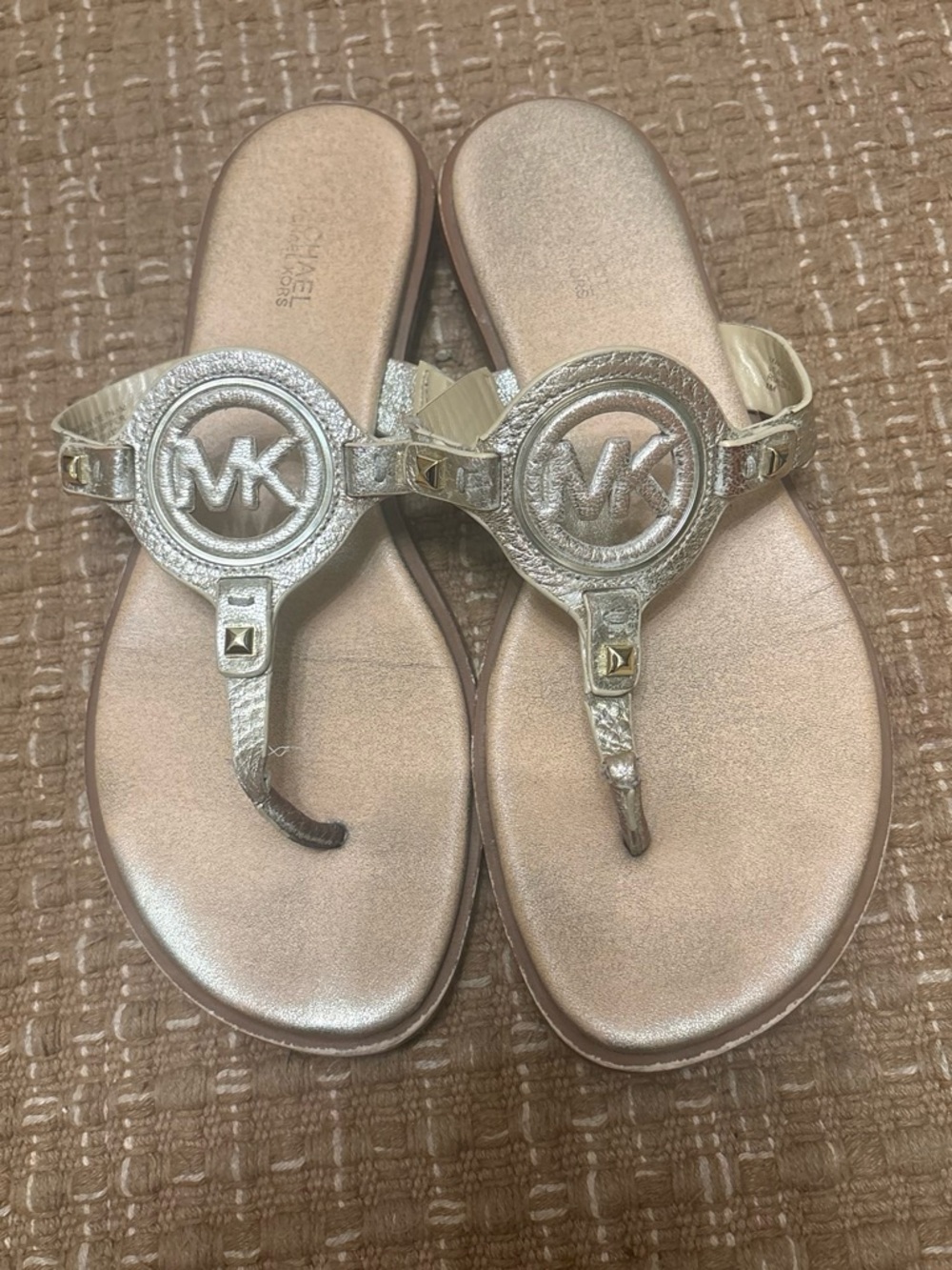 Michael Kors Gold Slide Sandals with Clear Strap